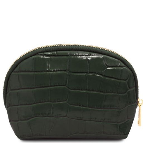 Vera - Croc print leather toiletry case